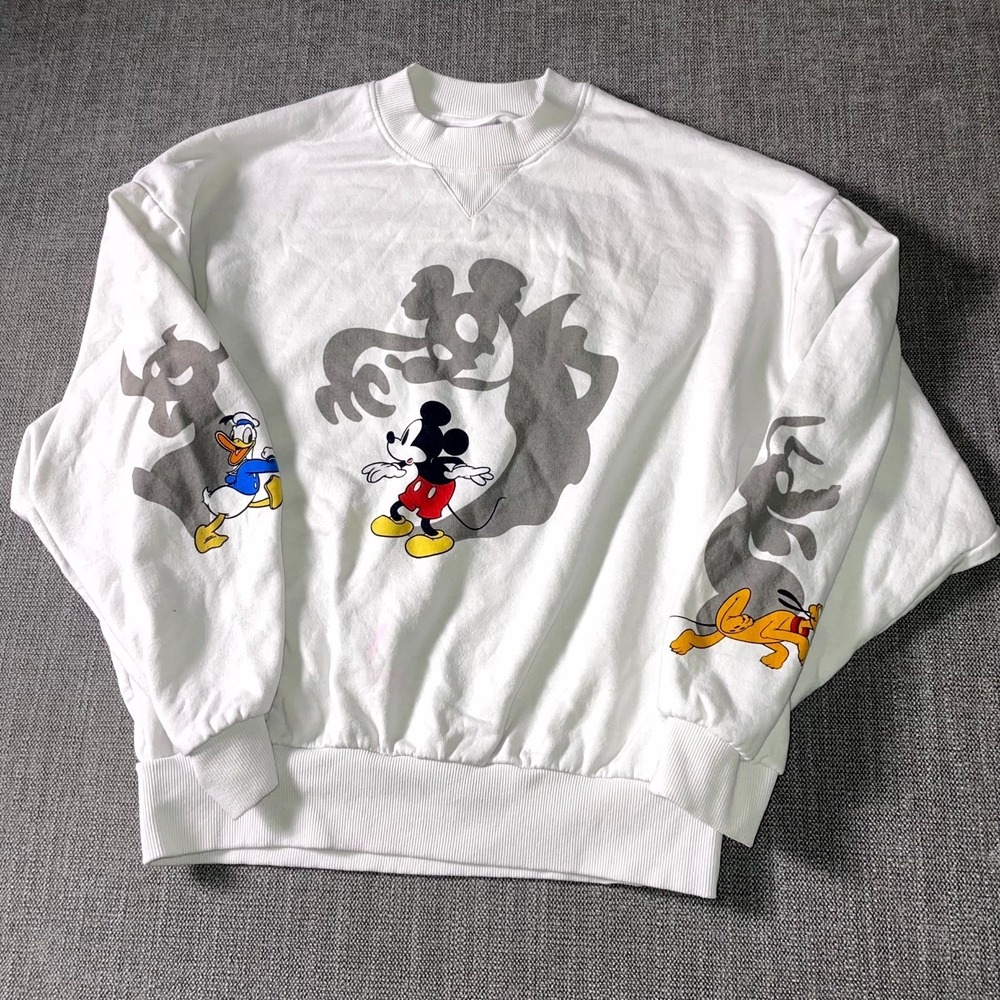 Disney Mickey Mouse & Friends Halloween Sweatshirt Women XS White Graphic Cotton